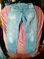 VINTAGE Levis 501 Jeans Mens 33x36 Blue Straight Regular Distressed 90s sku048