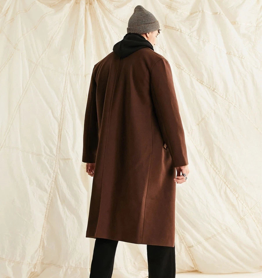 Asos Brown Peacoat Size M - Image 3 of 4