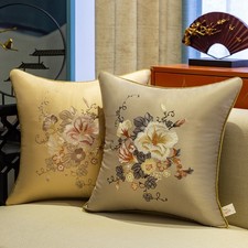 Chinese Style Embroidered Throw Pillow Case Cover Bird Floral Retro Rectangle 1x