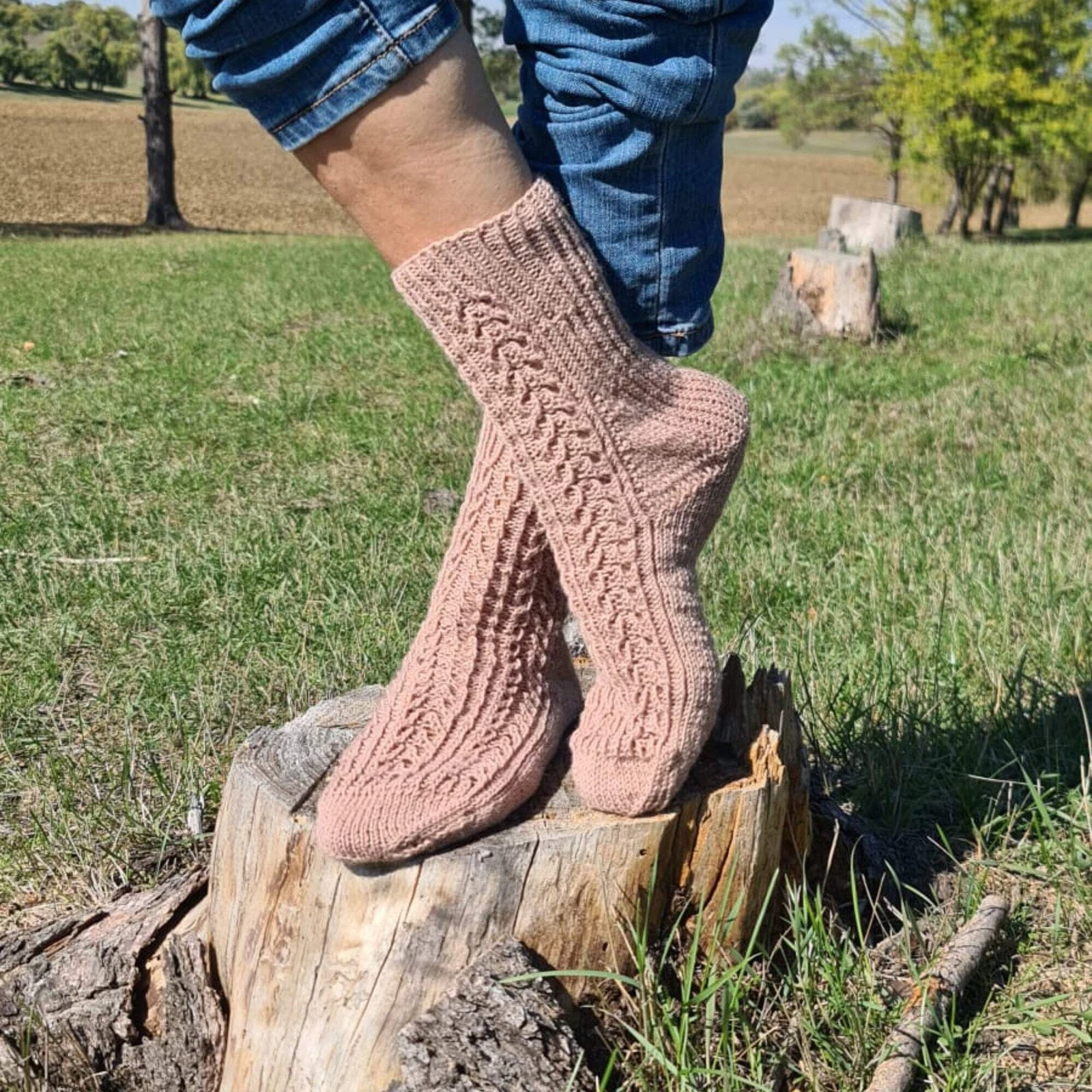 Chunky Cable Knit Wool Socks for Women