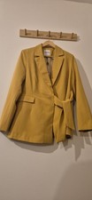 UNIQUE21 Mustard Yellow Tie Waist Blazer Jacket BNWT - UK Size 12 Work/Occasion