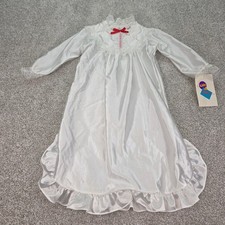 Vintage NWT Kids  More Sears White Lace Nightgown Red Bow 3T Made in USA