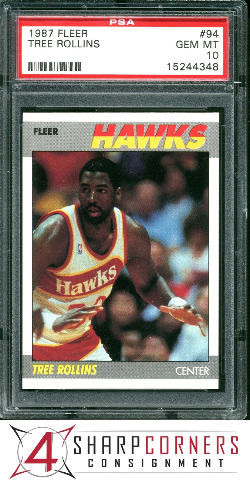 1987 FLEER #94 TREE ROLLINS HAWKS PSA 10