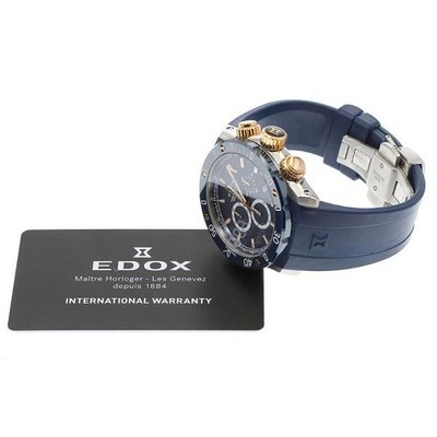 Edox Chrono Offshore 1 10221 45mm SS Navy Dial Quartz Watch #C11370