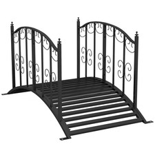 Garden Bridge Steel 1.19 m Pond Bridge with Railings up to 120 kg for Balcony Black