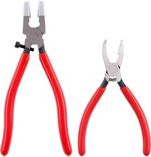 2 Pcs Glass Running Pliers and Breaker Grozer Pliers Set with Rubber Tips for St