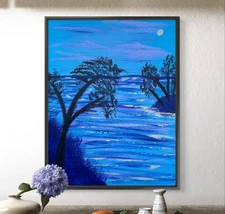 Original Art "Calm" 11x14 Canvas Expressionism Abstract Design Home Art