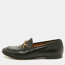 Gucci Jordaan Size 36 Black Leather Horse Bit Loafers