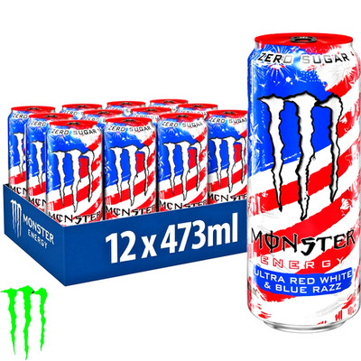 Monster Energy Ultra Red White & Blue Razz   12 x 473 ml. (16 oz.) LIMITED!