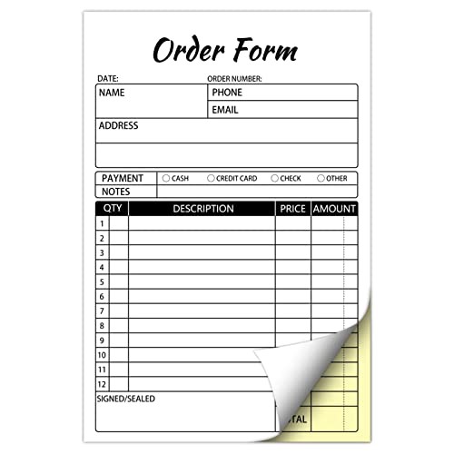 Sales Order Books,2 Part Carbonless Sales Invoice Book for Small 50 Sets
