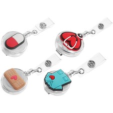 4Pcs Retractable Badge Reel Holders ID Badge Holder Clips Reusable Badge Reel