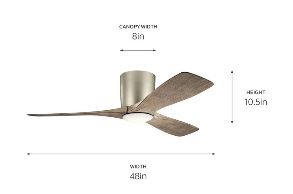 Kichler 300032 Volos 48" 3 Blade Hugger Indoor Ceiling Fan - Wall - Nickel - Image 2 of 3