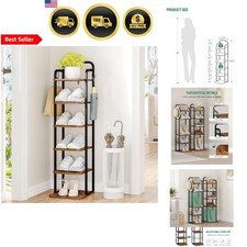 Shoe Rack Vertical Storage Tower Narrow Tall Organizer for Entryway Living Room