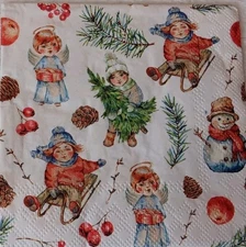 2 Individual Christmas Cocktail Napkins 