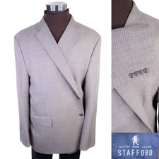 Stafford Classic Fit Year Round Blazer Sport Coat 52R Poly Blend Houndstooth
