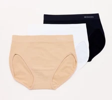 Breezies Air Effects Set of 3 Breathable Seamless HiCut Panties Basic 2X New