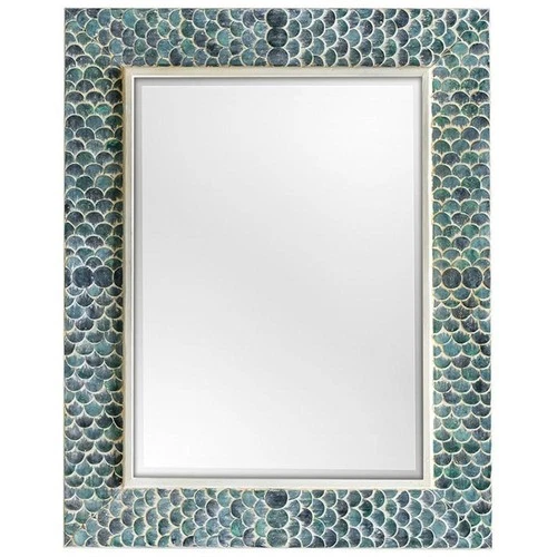 Uttermost Makaria Wood and Resin Decorative Mirror in Coastal Blue/Green/White - Picture 1 of 7