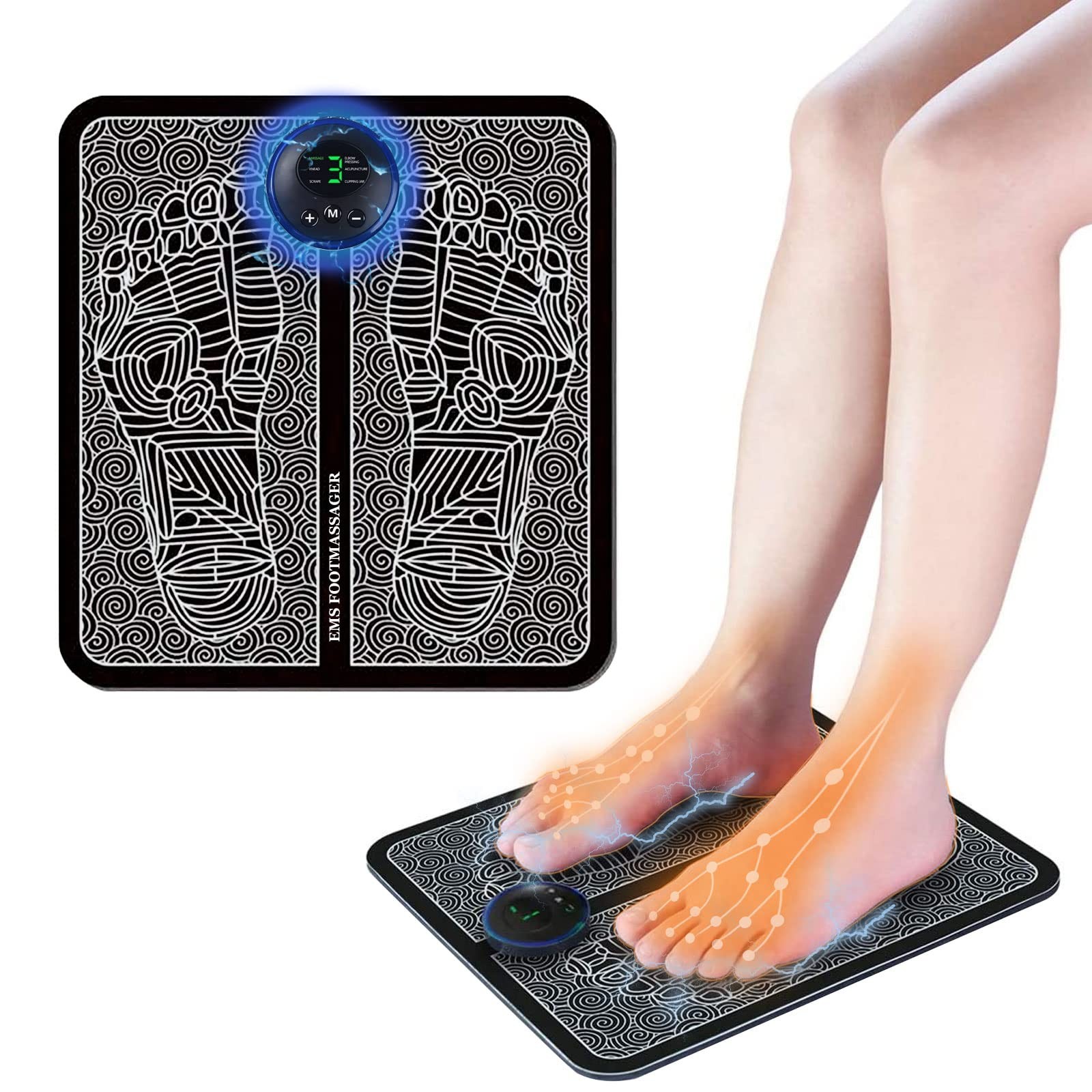 EMS Foot Massager,Electric Feet Massager Deep Kneading Circulation Black