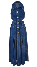 NWT Urban Revivo Women's Cut Out Denim Maxi Dress Size Large