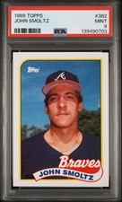 1989 TOPPS #382 JOHN SMOLTZ ROOKIE RC PSA 9