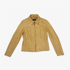 Tan leather jacket lambnappa contrast western stitching - size S from Jakes