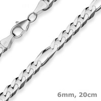 6Mm Armband Figarokette Diamantiert Armschmuck Aus 925 Silber Rhodiniert 20Cm