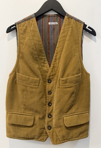 Emporio Armani, VINTAGE 80s Emporio Armani Tan Corduroy Italian Vest