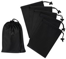 Drawstring Bag with Toggle Nylon Cinch and Ditty Pouch Black 5 x 7 Inch Set of 6