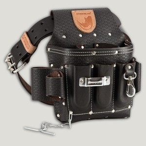 TradeSmith TS5205 Electrician's Tool Pouch - Top Grain Leather, Brown, 9"W X 10"H X 4"D