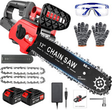 4000mAh Cordless Chainsaw, 12 inch Electric Cordless Chainsaw Portable with Brus