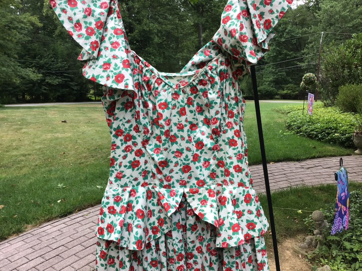 Vintage 1930's-40's Chintz Cotton Long Floral Dress Sz S View 2