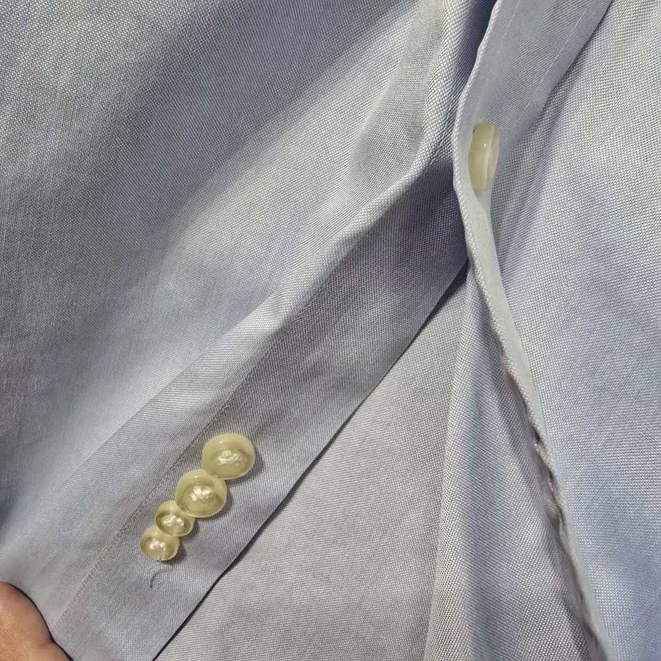 Camisa Oxford Lands' End No Iron Pinpoint Hombre 16-34 Azul Abotonada 100% Algodón Foto 4 de 4