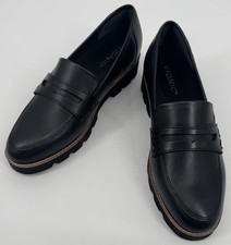 NEW Vionic Women Cheryl II Leather Penny Loafer Shoes Black Sz 7 Dark Academia