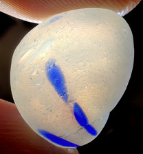 Pretty Large Blue  Opalescent Layered Multi - Real Davenport Beach Sea Glass