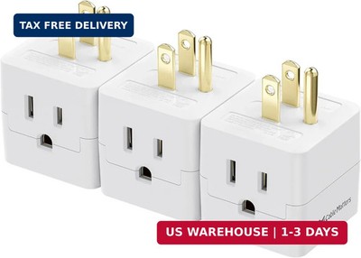 [ETL Listed] Cable Matters 3-Pack 3 Outlet Wall Adapter (Grounded Cube Tap, Outl