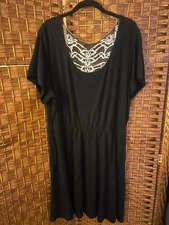 MIDNIGHT HOUR Dress PLUS 2X Black Sheer Embroidered Back Vertebrae Hot Topic