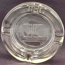 Vtg Hilton Hotel Glass Ashtray Double H Logo Mid Century 1960s-70s Retro Barware