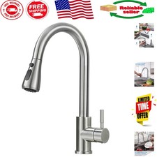 Lead-Free Kitchen Faucet with Pull Down Sprayer  3 Spray Modes - Brushed Nickel