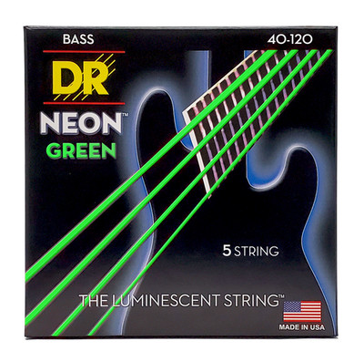 DR Strings NEON Electric Bass Guitar Strings - .040-.120 Light, Green