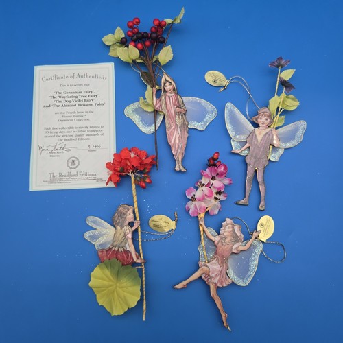 Bradford Editions Flower Fairies Fourth Issue Ornament Set of 4 w/ COA