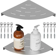 2-piece corner shower rack, 304 stainless steel brushed nickel