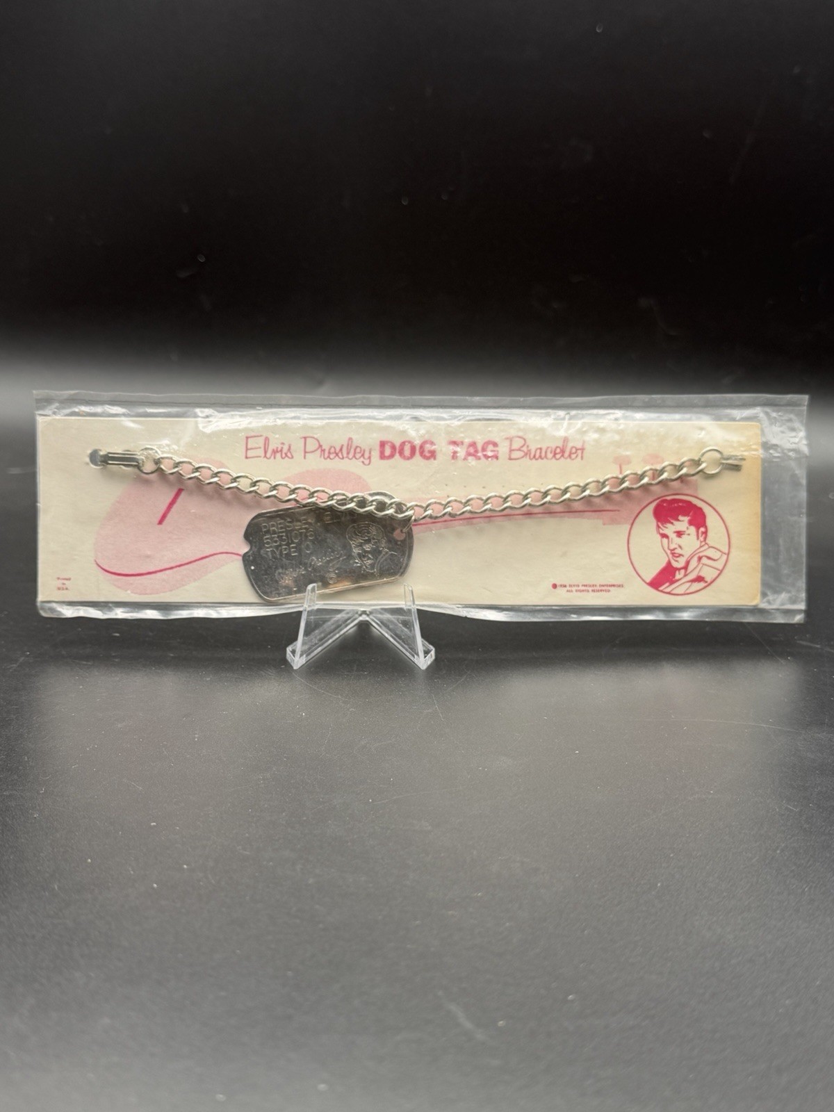 🎸 Vintage 1956 Original Elvis Presley Dog Tag Bracelet - New Old Stock (NOS) 🎸