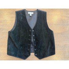Vintage Marsh Landing suede Leather western vest Top black Women size M Cowgirl