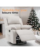 Upholstered Recliner Chair 360 Swivel Rocker Adults Glider Nursery Living Room