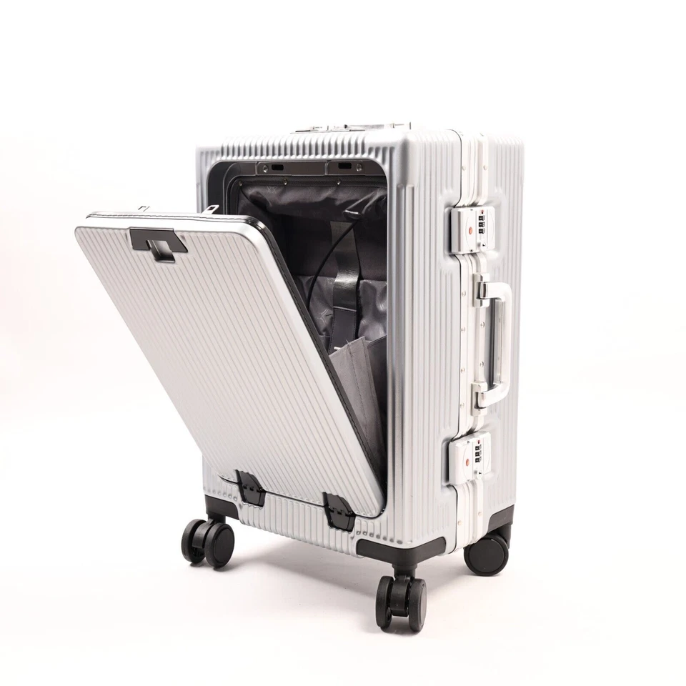 Hard Shell Carry On Suitcase 20" Aluminium Frame Laptop Compartment + Cup Holder - Image 3 of 4