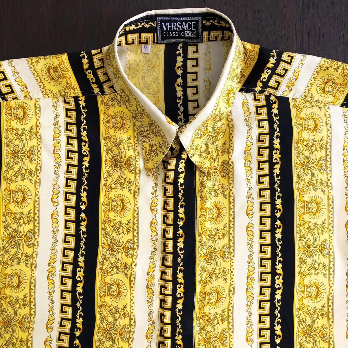 VERSACE CLASSIC V2 silk shirt Baroque & Greek key print size L