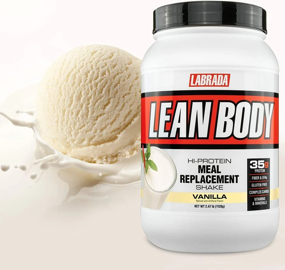 Batido de reemplazo de comidas Labrada Lean Body Hi Protein 2,47 lb tinas elige sabor nuevo Foto 4 de 4