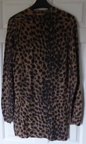 Marks & Spencer Ladies Beige Mixed Leopard boyfriend style long cardigan sz 8-10 - Picture 6 of 6