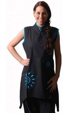 Art et magie haut femme tunique alternative superposé hippie noir/bleu