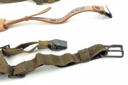 Original Czech Army Y-Strap canvas & leather suspenders harness